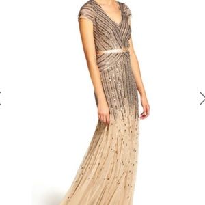 Adrianna Papell Beaded V-Neck Gown
